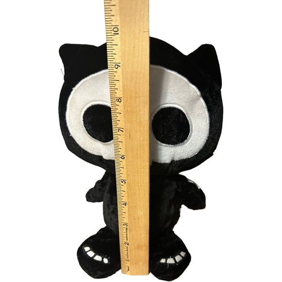 Skelanimals Plush Cat 13" Black White Skeleton Red Heart Fiesta Stuffed - Picture 2 of 16